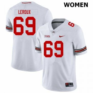 Women's Ohio State Buckeyes #69 Trey Leroux White Nike NCAA College Football Jersey Real YJZ1544AQ